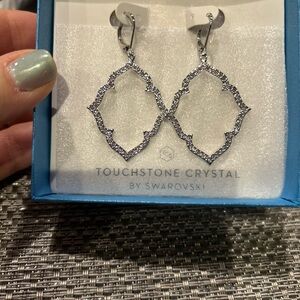 Gorgeous Touchstone Swarovski Crystal Silver Sparkle Earrings